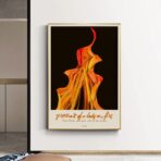 cartel retrato de la chica en fuego