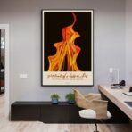 cartel retrato de la chica en fuego