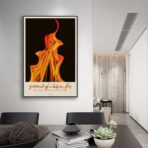 cartel retrato de la chica en fuego