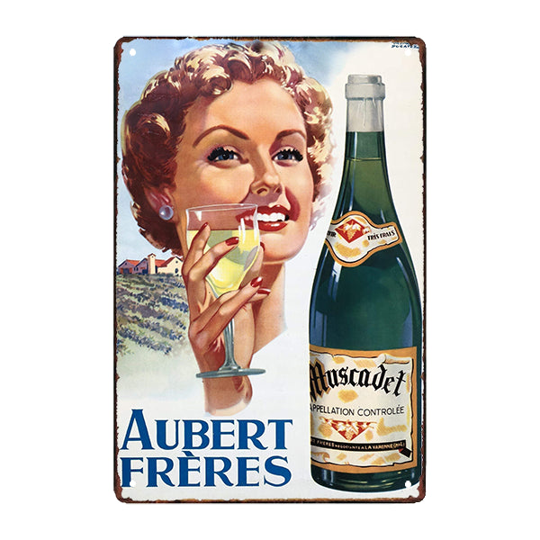 antigua placa publicitaria muscadet aubert freres antigua placa publicitaria muscadet aubert freres