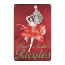 antigua placa publicitaria ricqles alcohol de menta
