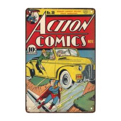 placa metal comics de accion