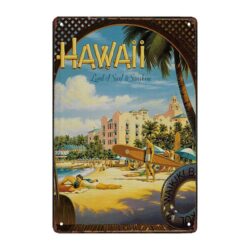placa de metal aluminio hawaii surf