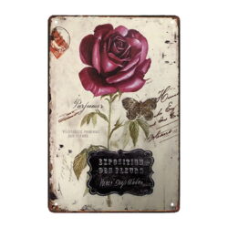 placa metal flores viejas