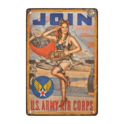 placa de metal pin up del ejercito vintage