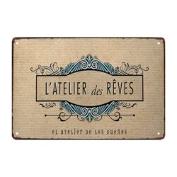 placa de metal vintage atelier des reves