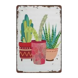 placa metal cactus terracota
