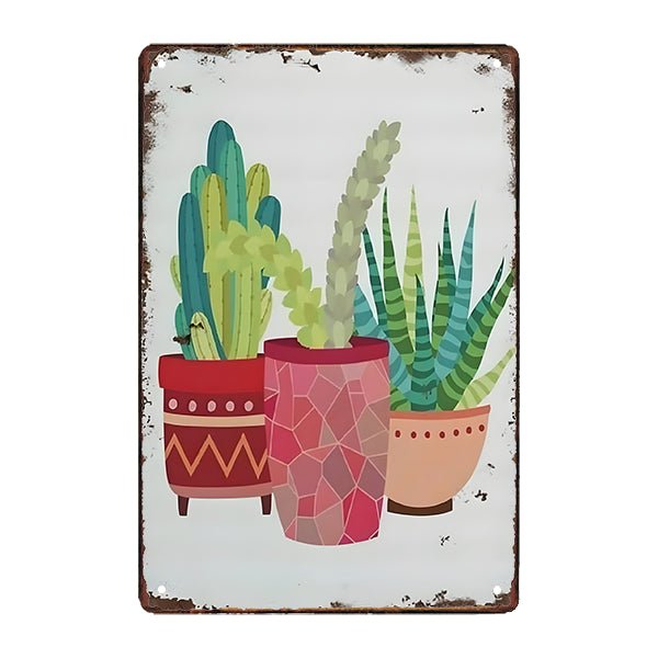 placa metal cactus terracota placa metal cactus terracota
