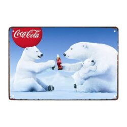 placa metal coca cola oso blanco