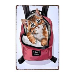 placa metal deco gato