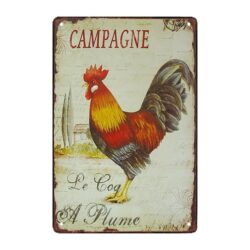 gallo decorativo placa metalica