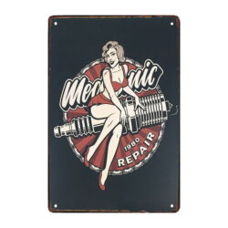placa metal decorativa garaje pin up