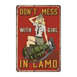 placa militar pin up metal deco