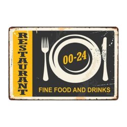 restaurante decorativo en placa metalica