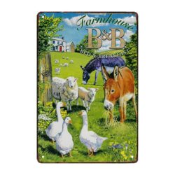 placa metal deco vintage animales de granja