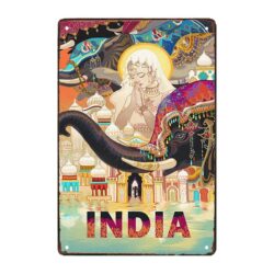placa metal decorativa india