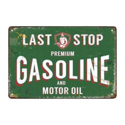 placa metal decorativa de gasolina de ultima parada vintage