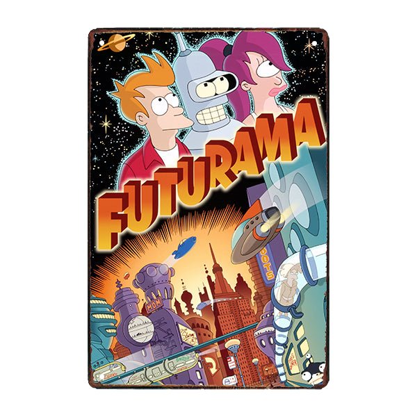 placa de metal futurama placa de metal futurama