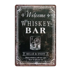 plato publicitario de whisky de metal