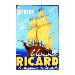 placa publicitaria vintage ricard la caravelle