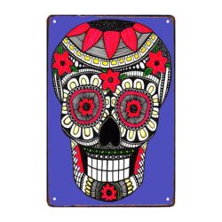 placa publicitaria de cabeza de calavera vintage