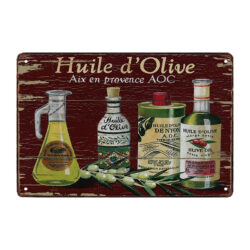 placa de metal de aceite de oliva