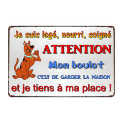 placa de metal humoristica con perro