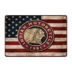 placa metalica con motocicletas indias de 1901 en estados unidos