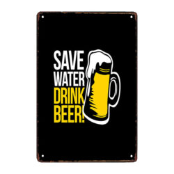 placa de metal ahorro agua bebo cerveza