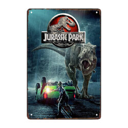 placa metalica de jurassic park