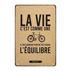 la vida en una placa de metal es como una bicicleta