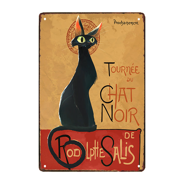 placa de metal el gato negro placa de metal el gato negro