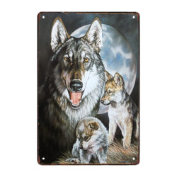 placa de lobo de metal
