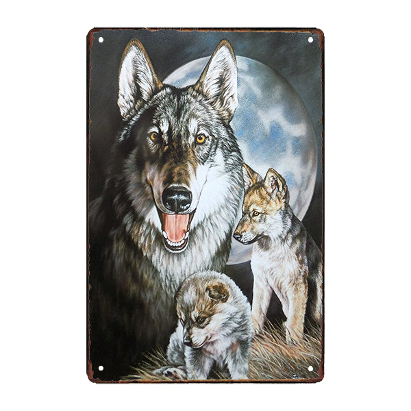 placa de lobo de metal placa de lobo de metal
