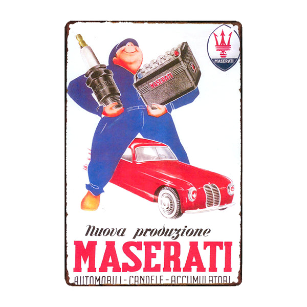 placa de metal de maserati vintage placa de metal de maserati vintage