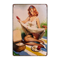 placa metalica decorativa pin up anos 50