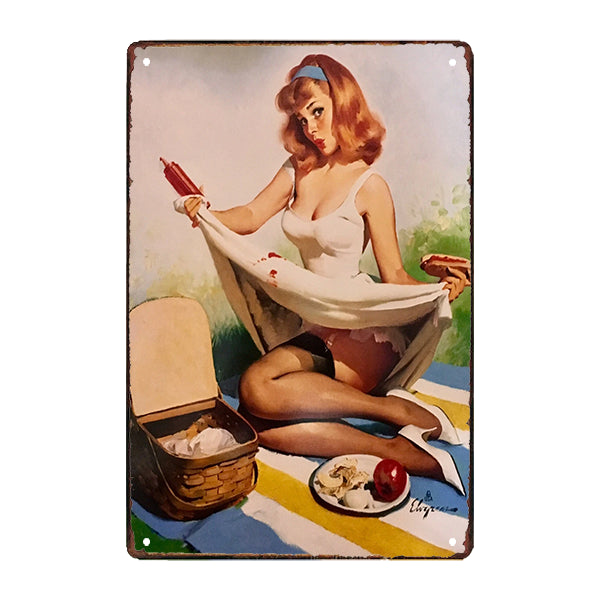 placa metalica decorativa pin up anos 50 placa metalica decorativa pin up anos 50