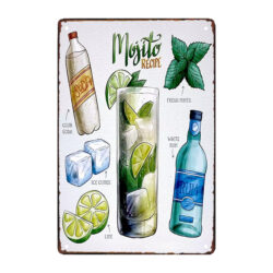 receta de mojito con placa de metal