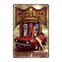 placa de metal para coche musculoso
