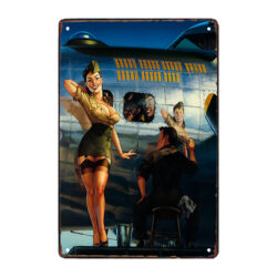 pintura de aviacion con placa de metal