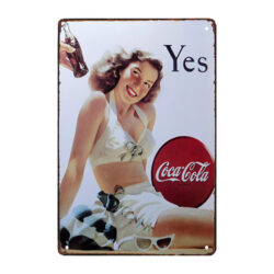 placa metalica de pin up de coca cola