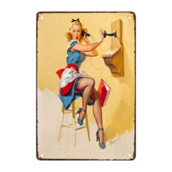 elvgren pin up con placa de metal