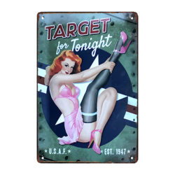 placa metalica de pin up objetivo para esta noche
