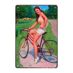 bicicleta pin up con placa de metal