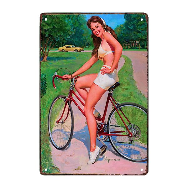 bicicleta pin up con placa de metal bicicleta pin up con placa de metal