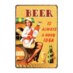 placa de cerveza vintage de metal pin up