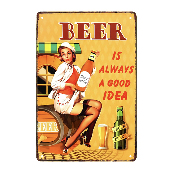 placa de cerveza vintage de metal pin up placa de cerveza vintage de metal pin up