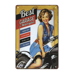 placa metalica de estilo pin up vintage para garaje