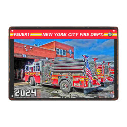 bombero de placa metalica de nueva york