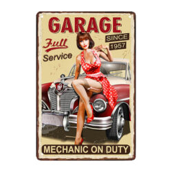 placa metalica de pub de pin up antigua